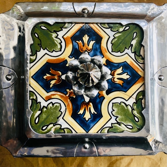 Extremely Rare Cellini Craft Handwrought Tiled Double Server
